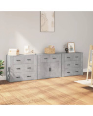 Buffets 3 pcs gris béton bois d'ingénierie | Mobilier & Déco