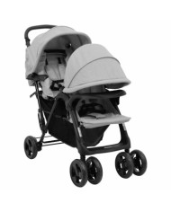 Poussette à deux places Gris clair Acier | Mobilier & Déco