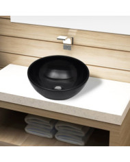 Bassin d'évier rond céramique Noir pour salle de bain | Mobilier & Déco