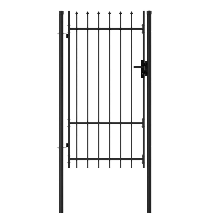 Portillon simple porte avec dessus à pointe Acier 1x1,75 m Noir | Mobilier & Déco