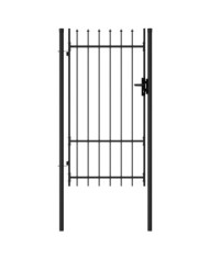 Portillon simple porte avec dessus à pointe Acier 1x1,75 m Noir | Mobilier & Déco