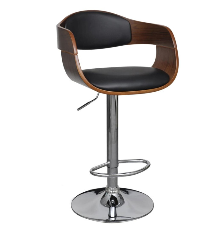 Tabouret de bar bois courbé et similicuir | Mobilier & Déco