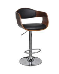 Tabouret de bar bois courbé et similicuir | Mobilier & Déco