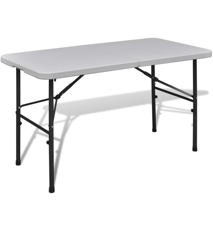 Table de jardin pliable 122 cm blanche en HDPE | Mobilier & Déco