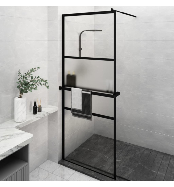 Paroi de douche avec étagère Noir 80x195 cm Verre ESGetAluminium | Mobilier & Déco