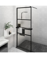 Paroi de douche avec étagère Noir 80x195 cm Verre ESGetAluminium | Mobilier & Déco