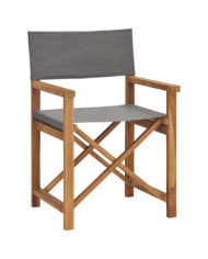 Chaise de metteur en scène Bois de teck solide Gris | Mobilier & Déco