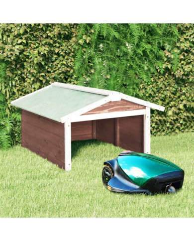 Garage de tondeuse à gazon 72x87x50 cm Moka et blanc Sapin | Mobilier & Déco