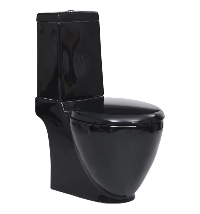 Toilette en céramique ronde écoulement d'eau au fond noir | Mobilier & Déco