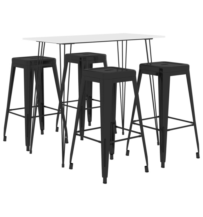 Ensemble de bar 5 pcs Blanc et noir | Mobilier & Déco