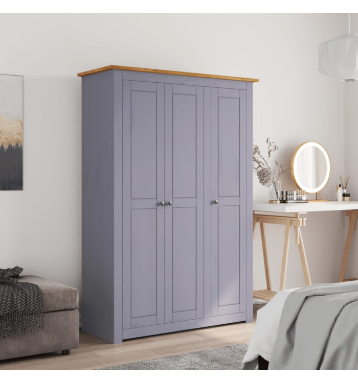 Garde-robe 3 portes Gris 118x50x171,5 cm Pin Assortiment Panama | Mobilier & Déco