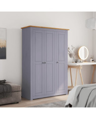 Garde-robe 3 portes Gris 118x50x171,5 cm Pin Assortiment Panama | Mobilier & Déco