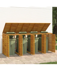 Abri à poubelle quadruple 280x89x117 cm bois massif d'acacia | Mobilier & Déco