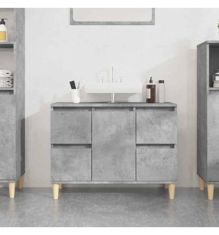 Meuble d'évier gris béton 80x33x60 cm bois d'ingénierie | Mobilier & Déco