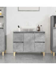 Meuble d'évier gris béton 80x33x60 cm bois d'ingénierie | Mobilier & Déco