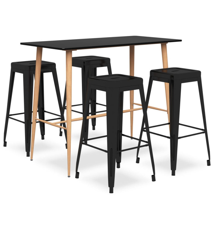 Ensemble de bar 5 pcs Noir | Mobilier & Déco