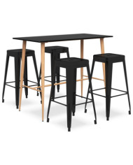 Ensemble de bar 5 pcs Noir | Mobilier & Déco