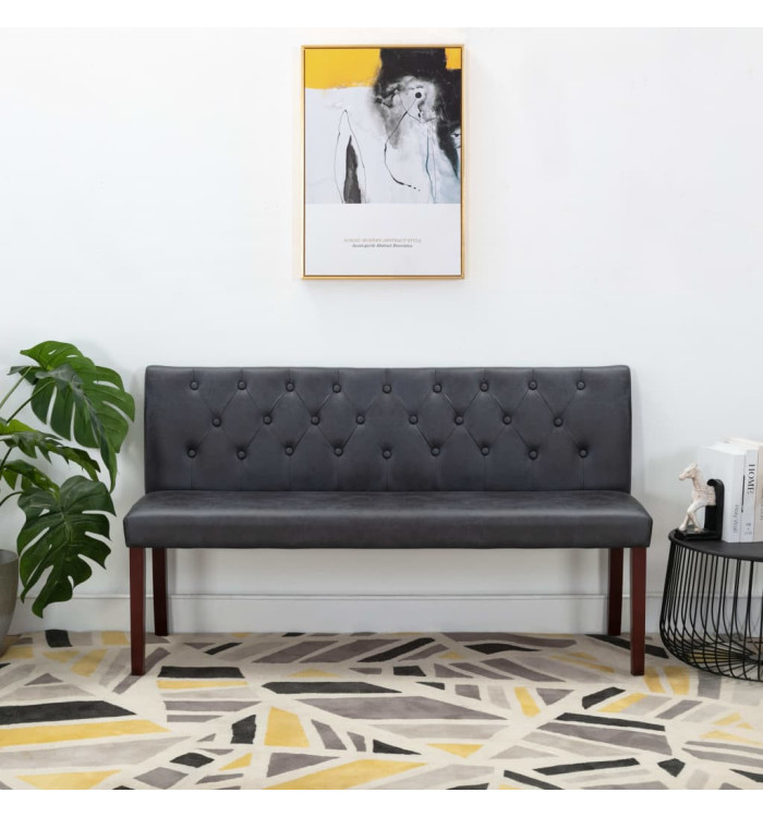 Banc 148,5 cm Gris Similicuir daim | Mobilier & Déco