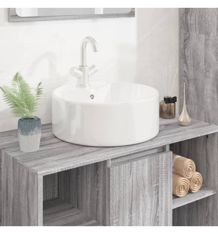 Lavabo blanc 40x14,5 cm céramique rond | Mobilier & Déco
