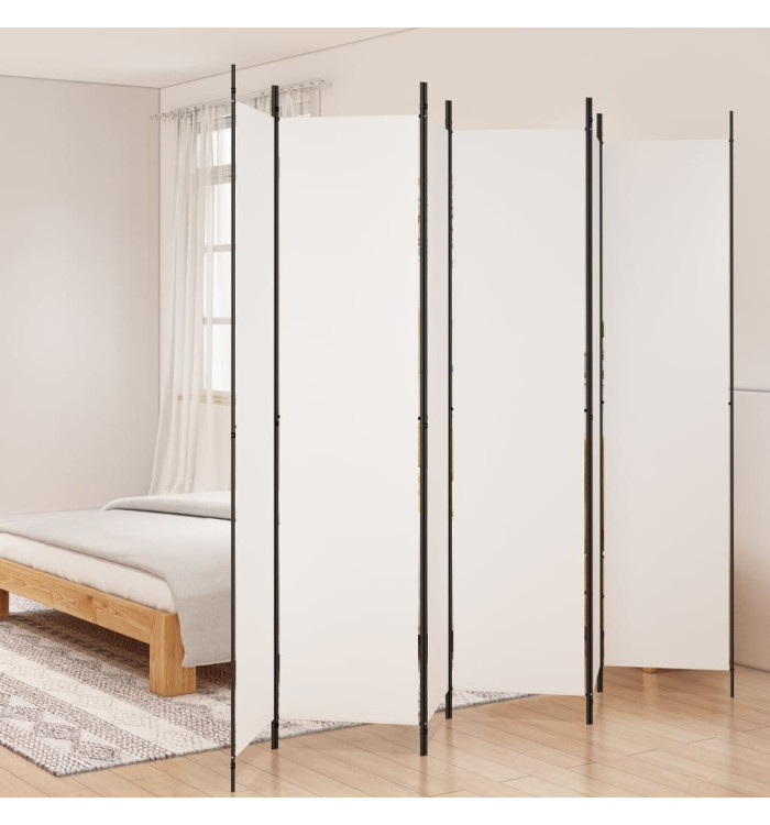 Cloison de séparation 6 panneaux Blanc 300x220 cm Tissu | Mobilier & Déco