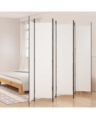 Cloison de séparation 6 panneaux Blanc 300x220 cm Tissu | Mobilier & Déco