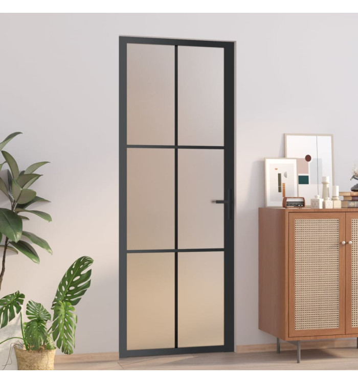 Porte intérieure 76x201,5 cm Noir Verre mat et aluminium | Mobilier & Déco