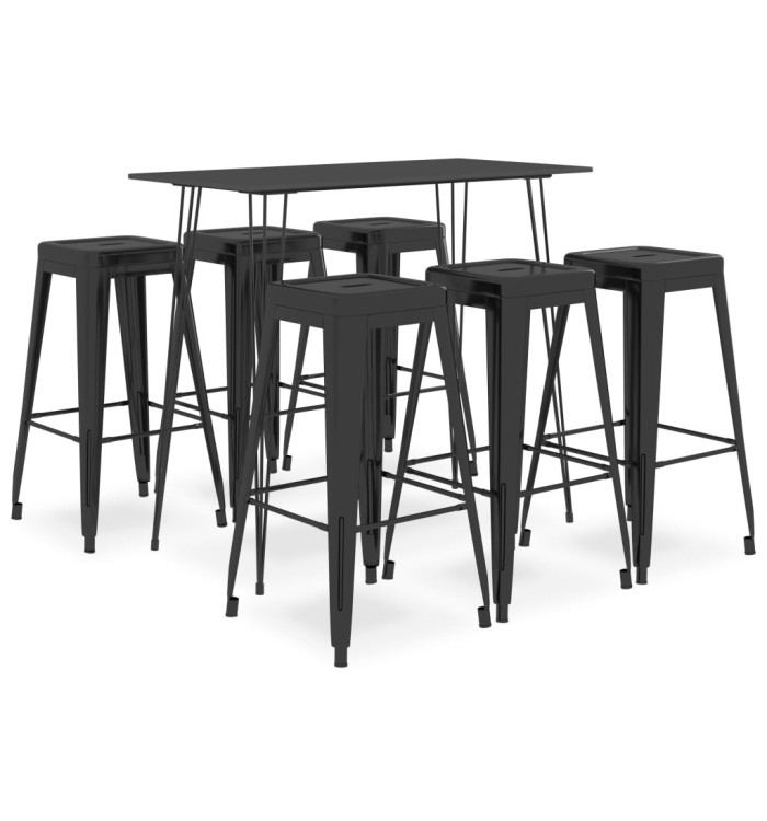 Ensemble de bar 7 pcs Noir | Mobilier & Déco