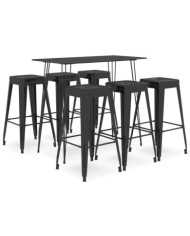 Ensemble de bar 7 pcs Noir | Mobilier & Déco