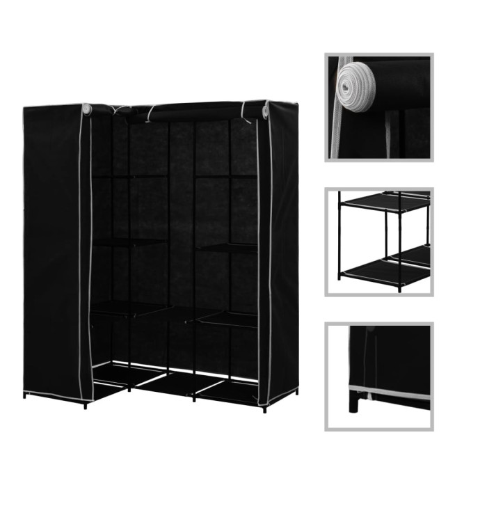Garde-robe d'angle Noir 130x87x169 cm | Mobilier & Déco