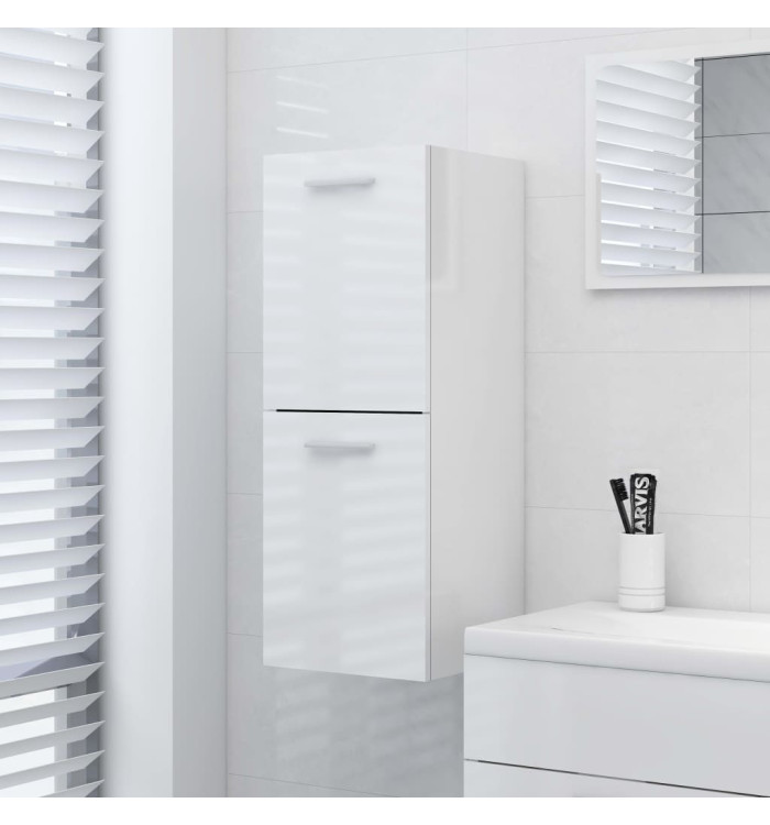 Armoire de salle de bain Blanc brillant Bois d’ingénierie | Mobilier & Déco
