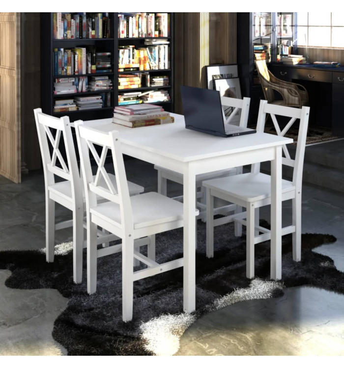 Ensemble de salle à manger 5 pcs Blanc | Mobilier & Déco