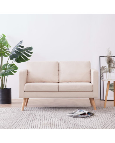 Canapé à 2 places Tissu Crème | Mobilier & Déco