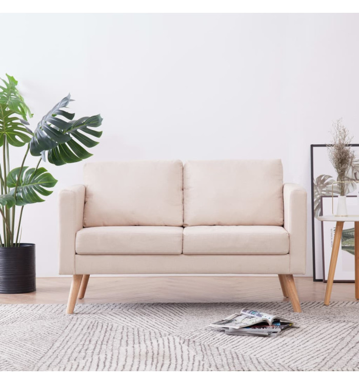 Canapé à 2 places Tissu Crème | Mobilier & Déco