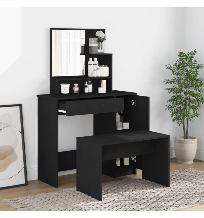 Ensemble de coiffeuse noir 86,5x35x136 cm | Mobilier & Déco