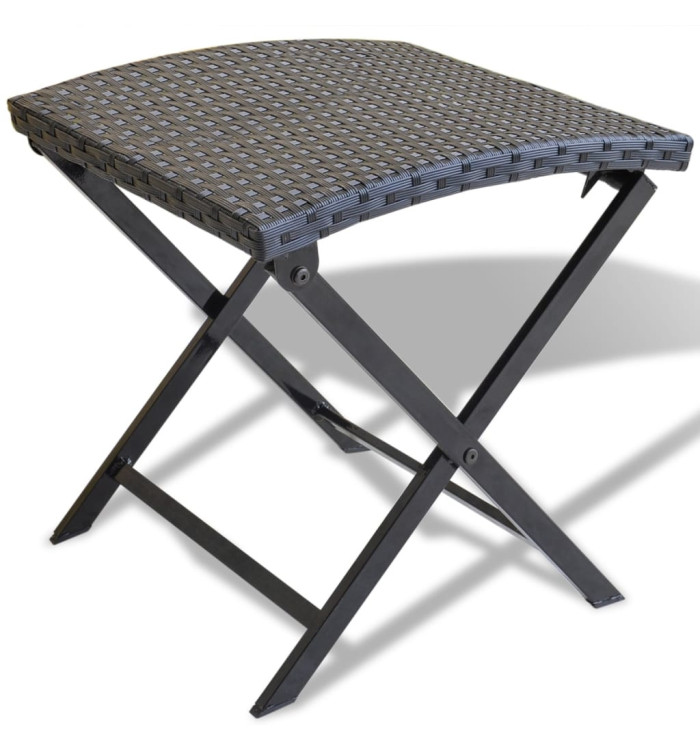 Tabouret pliable Résine tressée Noir | Mobilier & Déco