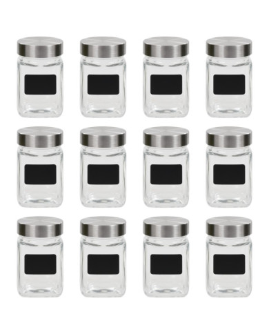 Pots de conservation avec autocollant 12 pcs 300 ml | Mobilier & Déco