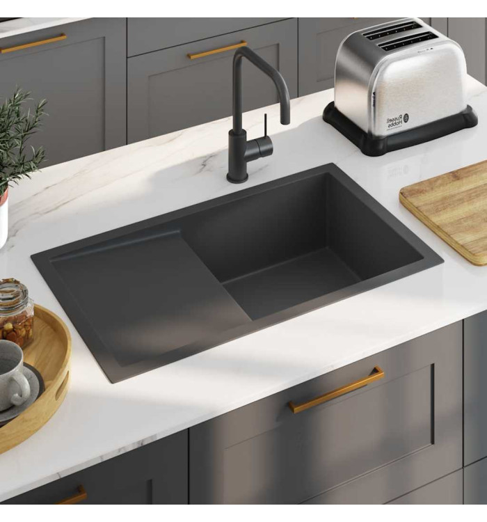 Évier de cuisine fait main Noir Acier inoxydable | Mobilier & Déco