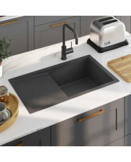 Évier de cuisine fait main Noir Acier inoxydable | Mobilier & Déco