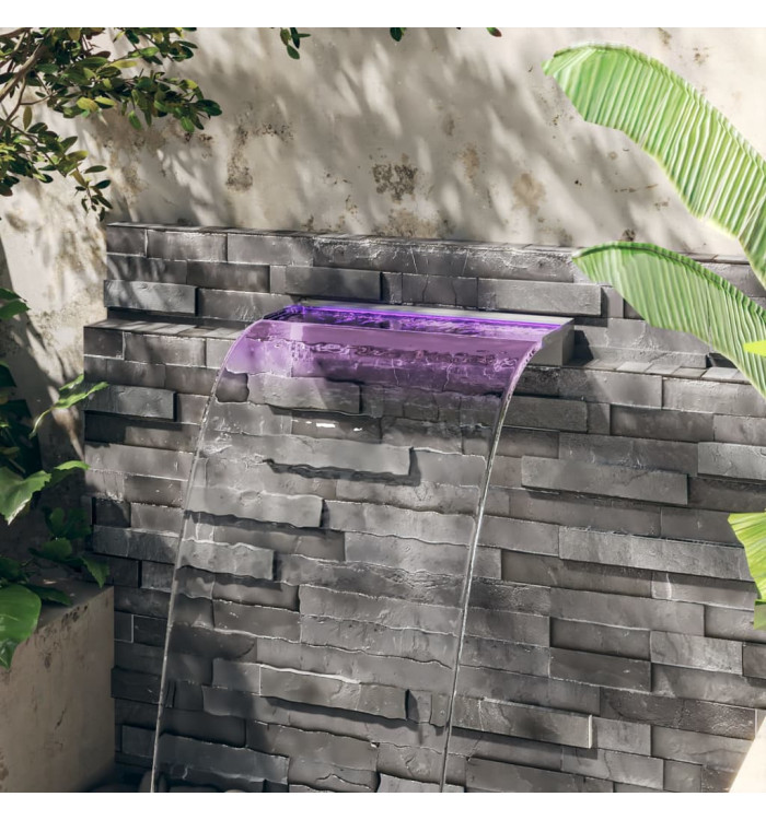 Déversoir pour cascade avec LED RVB Inox 60 cm | Mobilier & Déco