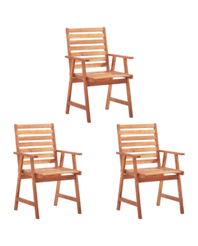 Chaises à manger d'extérieur lot de 3 Acacia massif | Mobilier & Déco