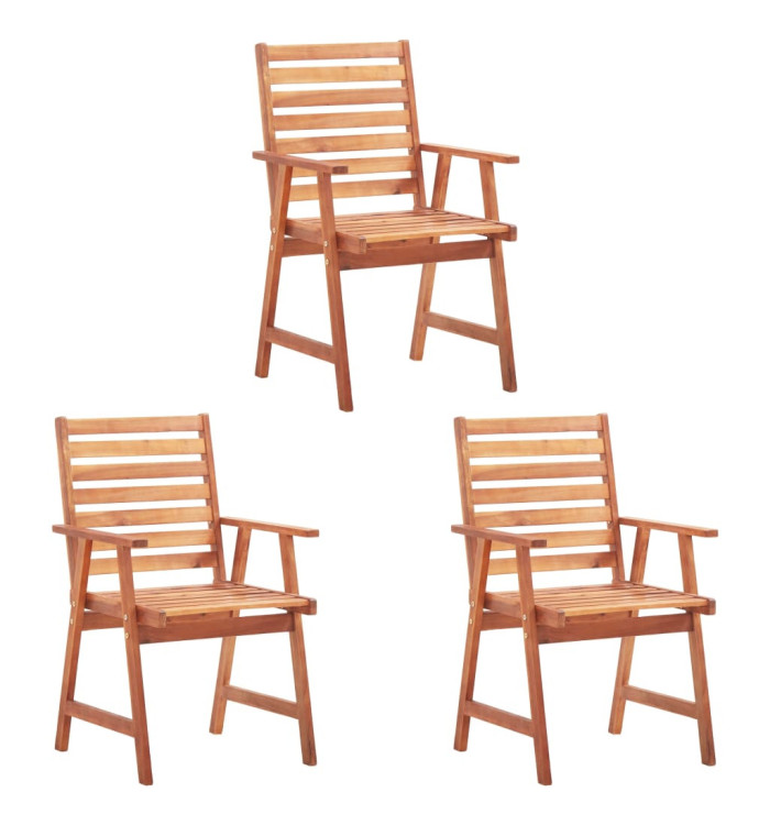Chaises à manger d'extérieur lot de 3 Acacia massif | Mobilier & Déco