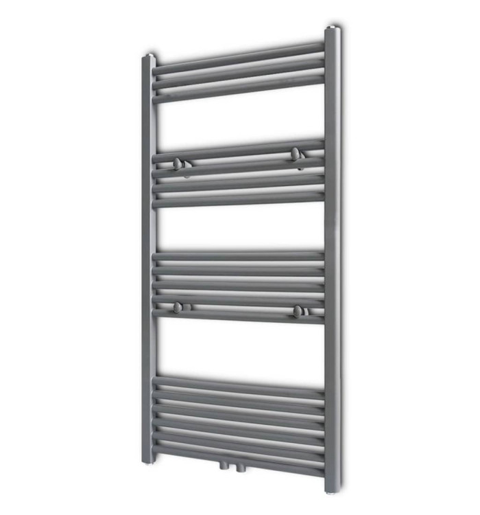 Sèche-serviettes eau chaude à rails droits gris 600x1160 mm | Mobilier & Déco