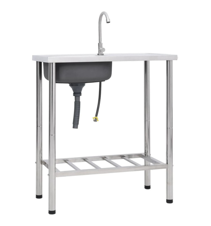Évier de camping Seul lavabo avec robinet Acier inoxydable | Mobilier & Déco