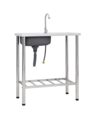 Évier de camping Seul lavabo avec robinet Acier inoxydable | Mobilier & Déco