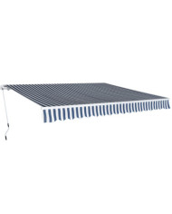 Auvent pliable manuel 400 cm Bleu/blanc | Mobilier & Déco