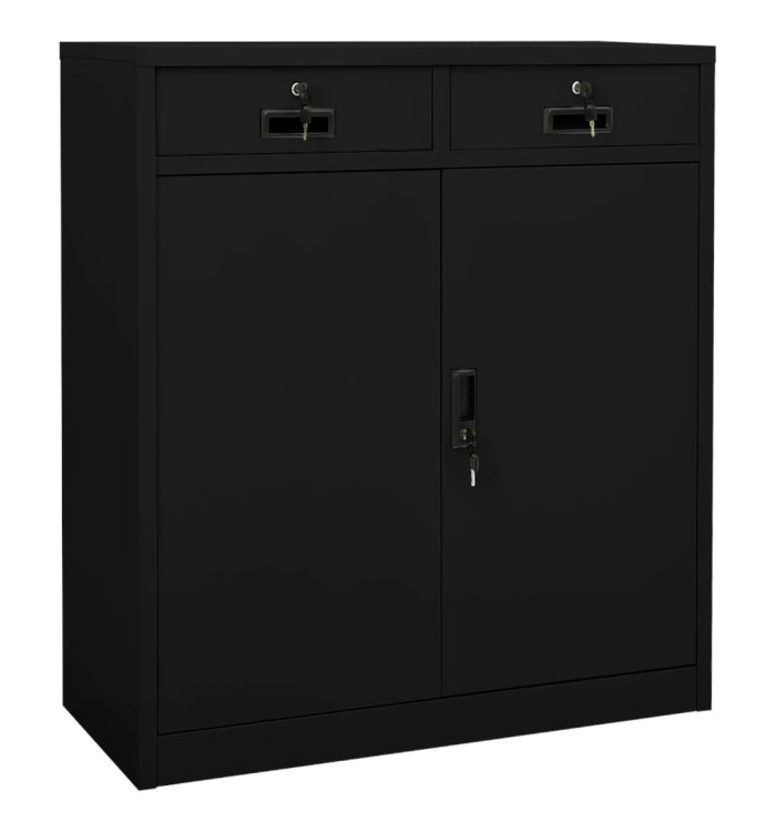 Armoire de bureau Noir 90x40x102 cm Acier | Mobilier & Déco
