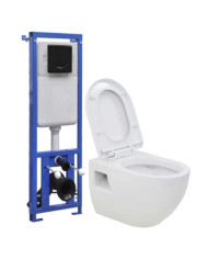 Toilette suspendue au mur avec réservoir haut caché Céramique | Mobilier & Déco