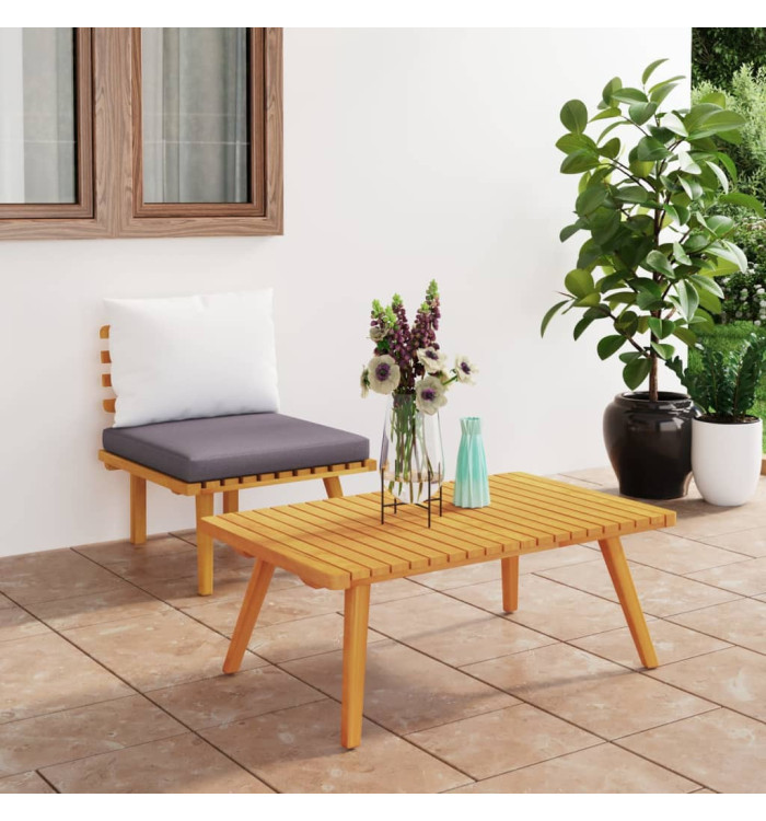 Salon de jardin 2 pcs avec coussins Bois d'acacia solide | Mobilier & Déco
