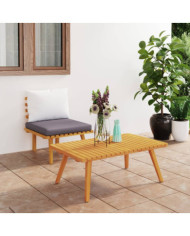 Salon de jardin 2 pcs avec coussins Bois d'acacia solide | Mobilier & Déco