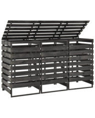 Abri de poubelle triple 210x75x121 cm Bois de pin massif peint | Mobilier & Déco
